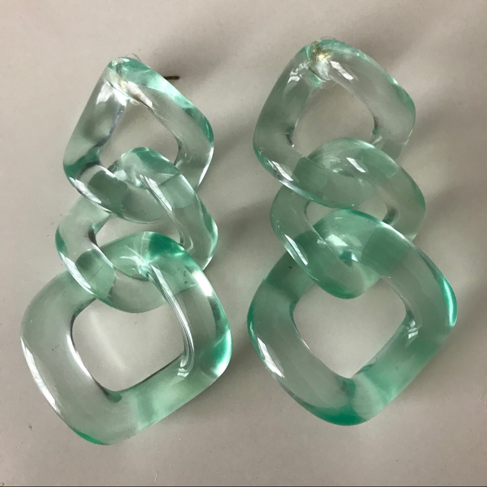 Anthropologie Mint Green Lucite Drop Earrings